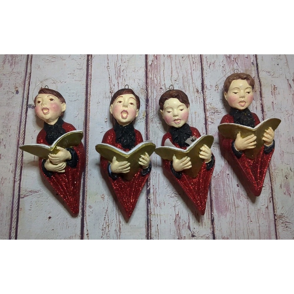Vintage 90s Department 56 Singing Choir Boy Ornaments Set Of 4